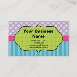 Carte De Visite Violet, rose, bleu, pois et rayures