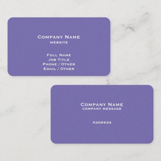 Carte de visite violet simple (Devant / Derrière)