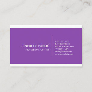 Carte De Visite Violet Simple Moderne Élégant Professionnel