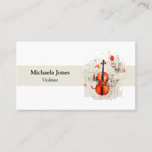 Carte De Visite Violiniste Minimaliste Moderne Blanc Beige
