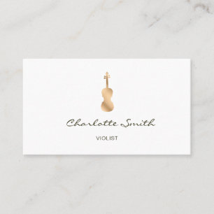Carte De Visite Violiste Gold Elegant Musicien Blanc