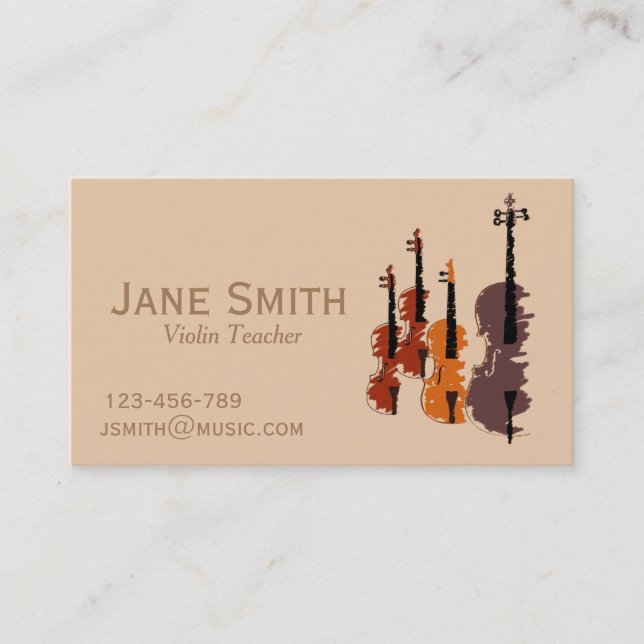 Carte De Visite Violon Enseignant Chaîne instrument de musique tut (Devant)