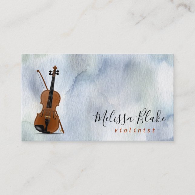 Carte De Visite violon sur arrière - plan aquarelle (Devant)