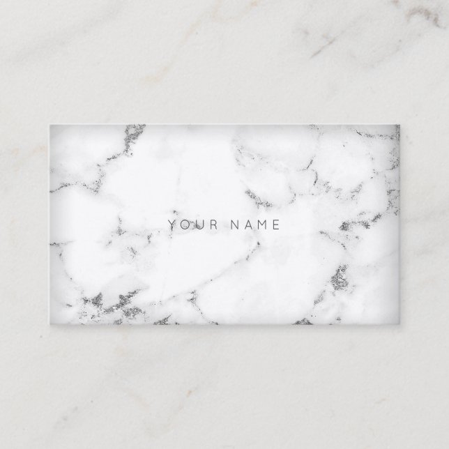 Carte De Visite Vip Abstrait en marbre gris argent blanc (Devant)