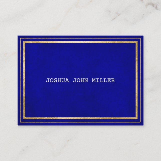 Carte De Visite Vip blanc bleu Aquamarine Cobalt velours doré (Devant)