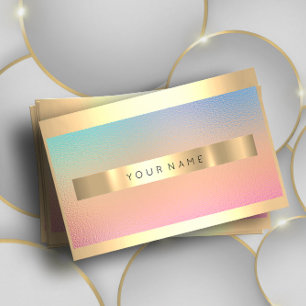 Carte De Visite VIP de luxe couleurs pastelles et cadre champagne 