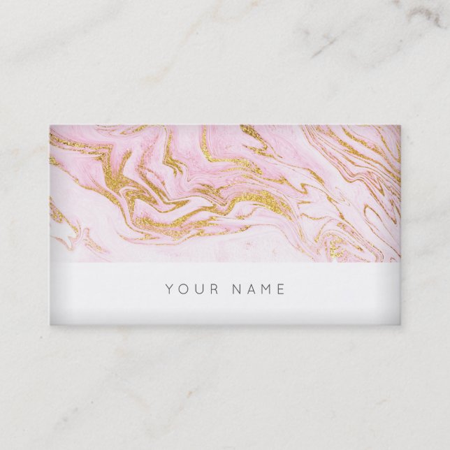 Carte de visite Vip Marbre blanc rose or (Devant)