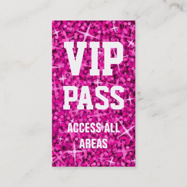 carte de visite "VIP PASS" rose Glitz (Devant)