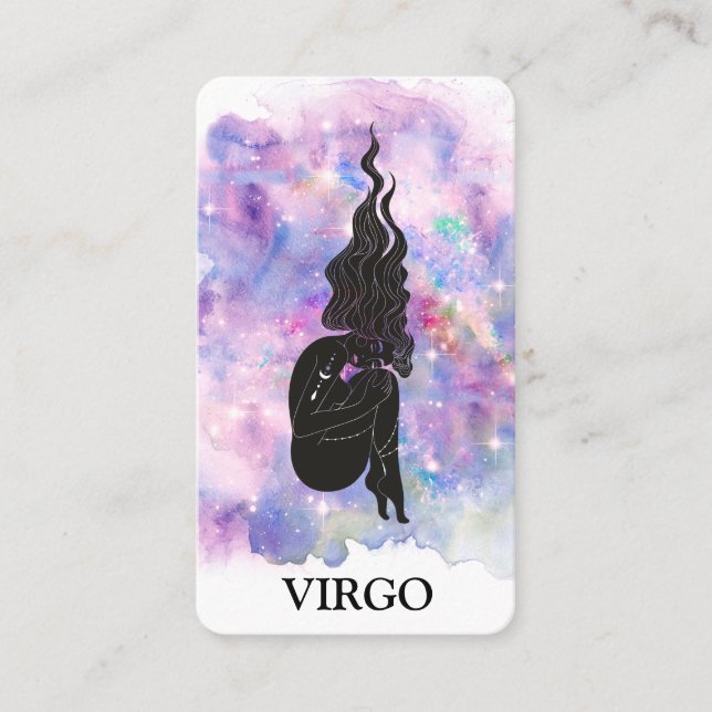Carte De Visite *~* VIRGO Zodiac Astrologie Lectures Blue Pink (Devant)