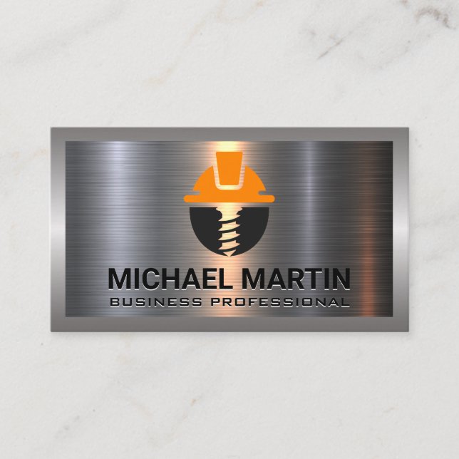 Carte De Visite Vis Casquette dur | Logo de construction | Alumini (Devant)
