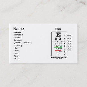 Carte De Visite Vision une vue interminable (diagramme de Snellen)