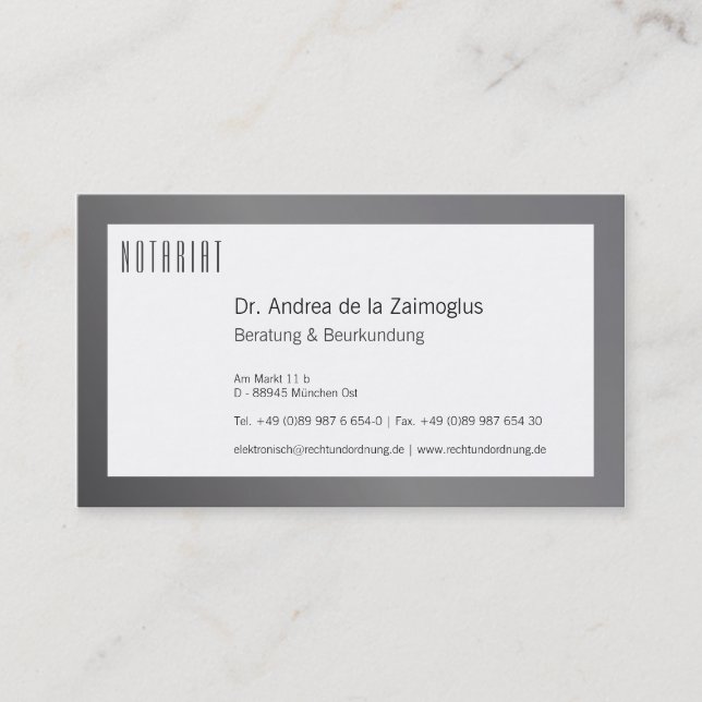 Carte De Visite Visitenkarte Silber für Notar (Devant)