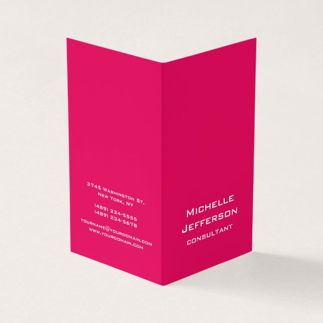 Carte De Visite Vivid Framboise Pinkish Rouge moderne élégant tend (Extérieur)