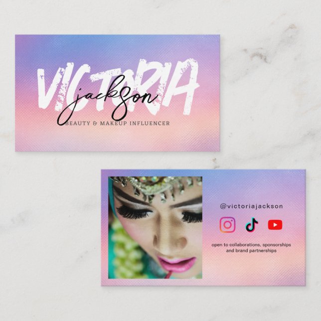 Carte De Visite Vlogger de maquillage de beauté Iridescente person (Devant / Derrière)