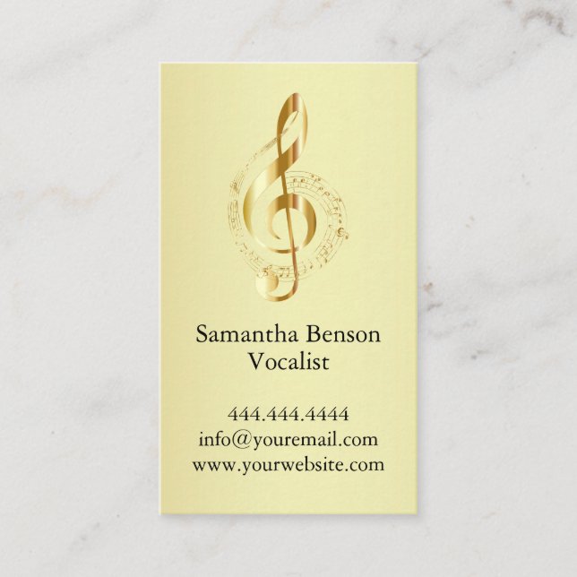 Carte De Visite Vocalist Singer Musical Clef Logo Gold Music (Devant)