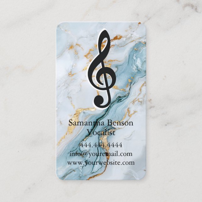 Carte De Visite Vocalist Singer Musical Clef Logo Noir Blanc (Devant)