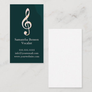 Carte De Visite Vocalist Singer Musical Clef Logo Rose Gold Music