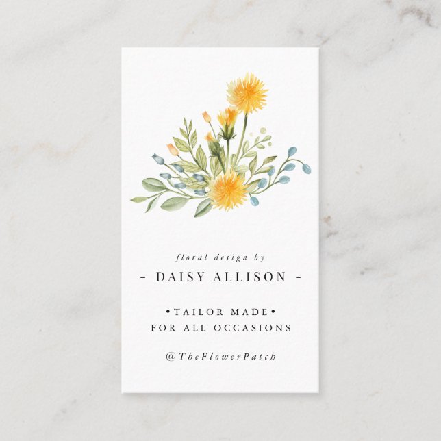 Carte De Visite Voeux de Dandelion | Fleur sauvage de printemps (Devant)