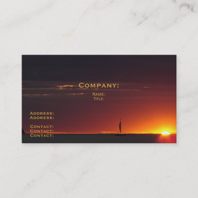 Carte De Visite Voilier de coucher du soleil (Devant)