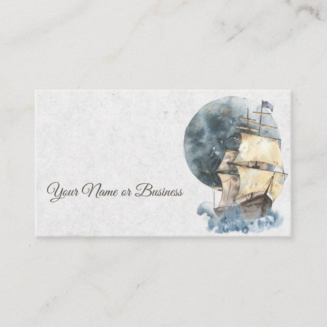 Carte De Visite Voilier nautique et Pleine lune (Devant)