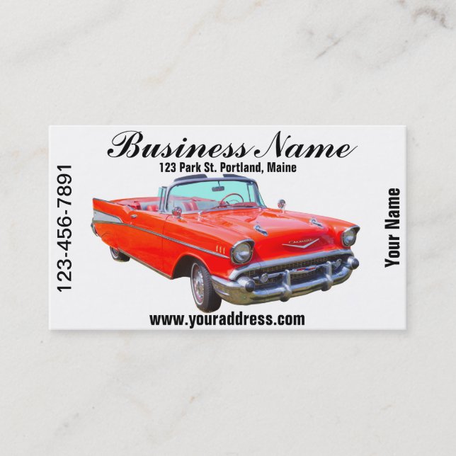 Carte De Visite Voiture ancienne 1957 de convertible de Bel Air de (Devant)