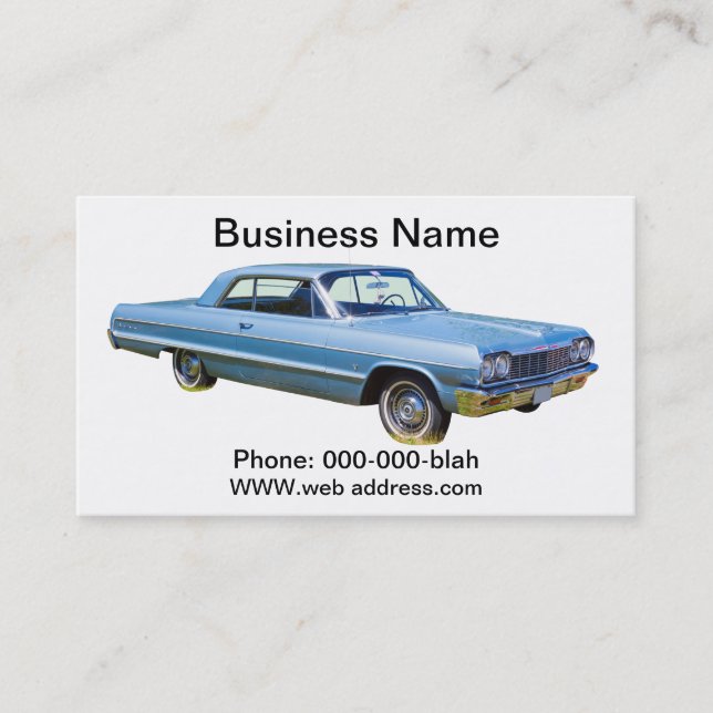 Carte De Visite Voiture ancienne 1964 de Chevrolet Impala (Devant)