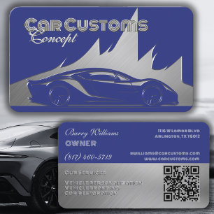 Carte De Visite Voiture argent cobalt luxueuse moderne de style gr