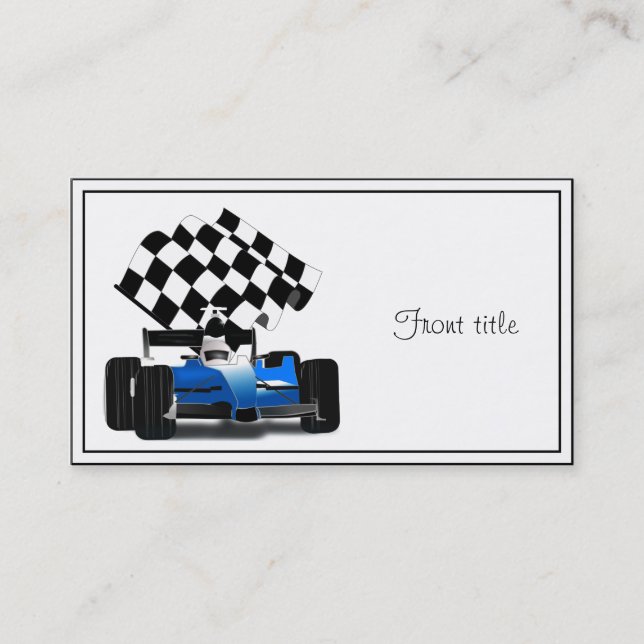 Carte De Visite Voiture Blue Race avec drapeau À damiers (Devant)