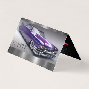 Carte De Visite Voiture classique à quatre côtés pliée en argent
