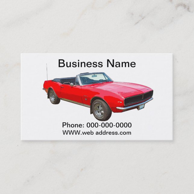 Carte De Visite voiture convertible rouge de muscle de 1967 Camaro (Devant)