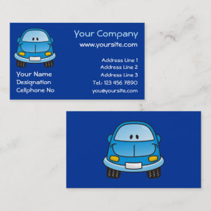 Carte De Visite Voiture de dessin animé bleu