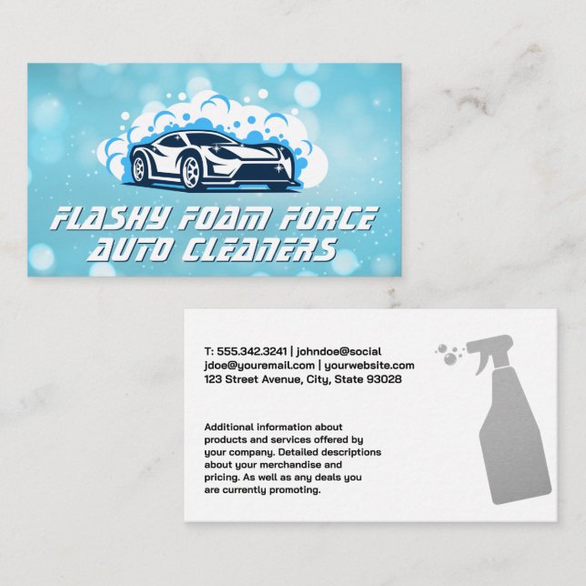 Carte De Visite Voiture de sport | Bulles de savon | Services auto (Devant / Derrière)