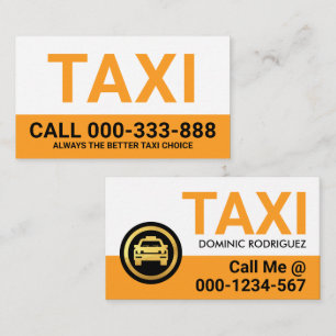 Carte De Visite Voiture de taxi minimaliste Jaune