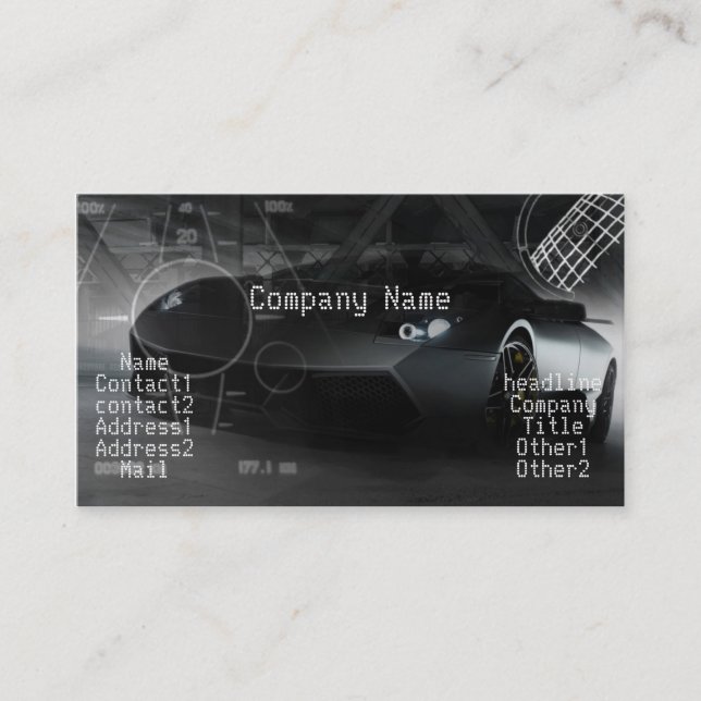 Carte De Visite Voiture exotique élégante dans le noir (Devant)