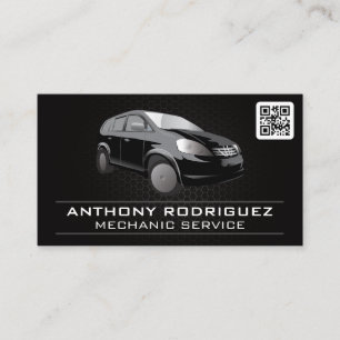 Carte De Visite Voiture noire   Code QR   Services automatiques   
