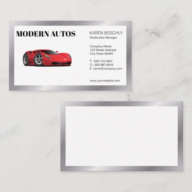 Carte De Visite Voiture sport rouge (Devant / Derrière)
