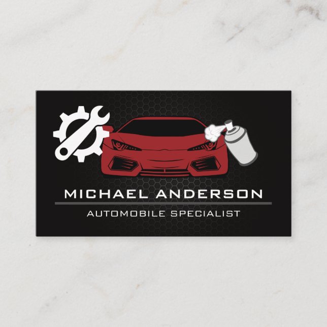 Carte De Visite Voiture sport rouge | Services mécaniques (Devant)
