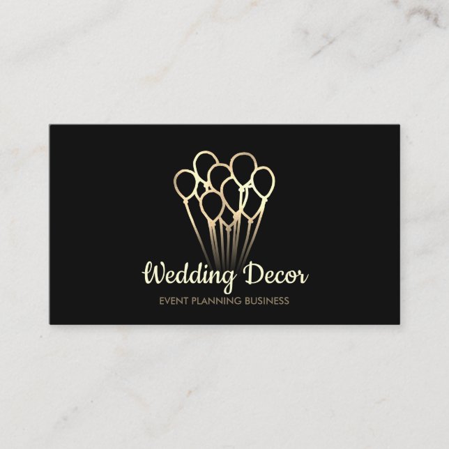 Carte De Visite Volet Black Gold Event Party Planner (Devant)