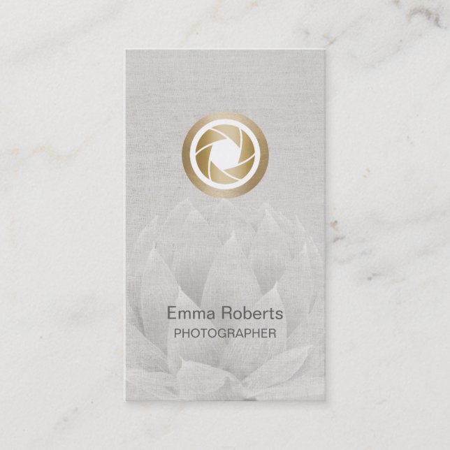 Carte De Visite Volet Lotus élégant d'or de photographe floral (Devant)