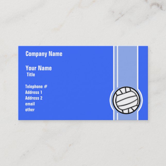 Carte De Visite Volley-ball ; Bleu (Devant)