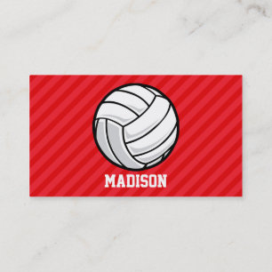 Carte De Visite Volley-ball; rayures rouges écarlates