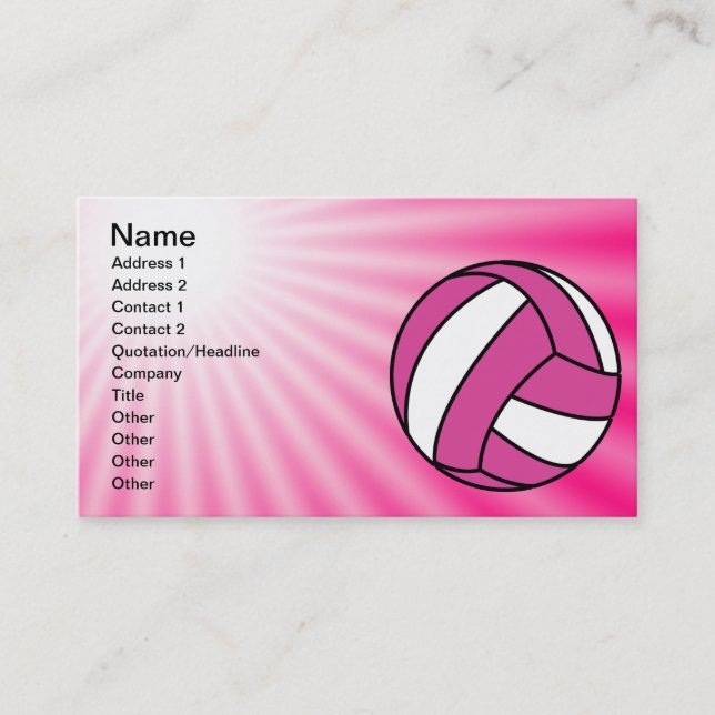 Carte De Visite Volley-ball rose (Devant)