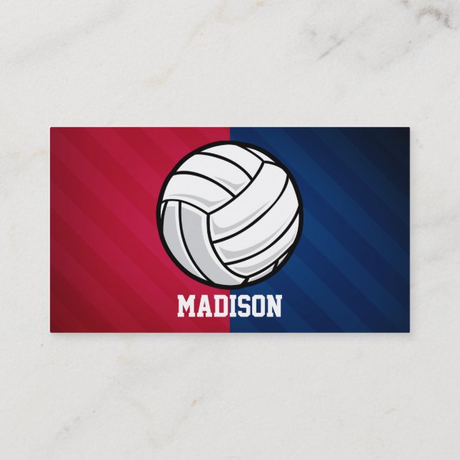 Carte De Visite Volley-ball ; rouge, blanc et bleu (Dos)