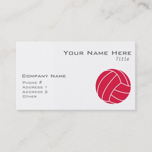 Carte De Visite Volley-ball rouge Crimson (Devant)
