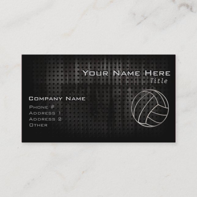 Carte De Visite Volleyballl ; Noir frais (Devant)