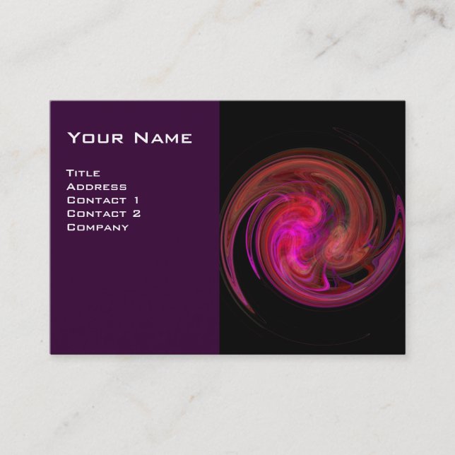 Carte De Visite VORTEX LUMINEUX, noir vif rose violet rouge (Devant)