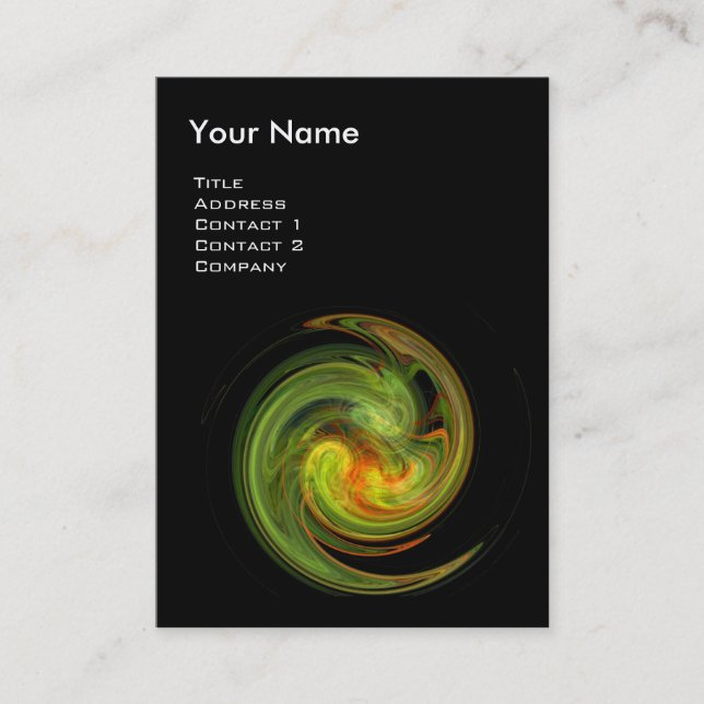 Carte De Visite VORTEX LUMINEUX, vert orange jaune vif (Devant)