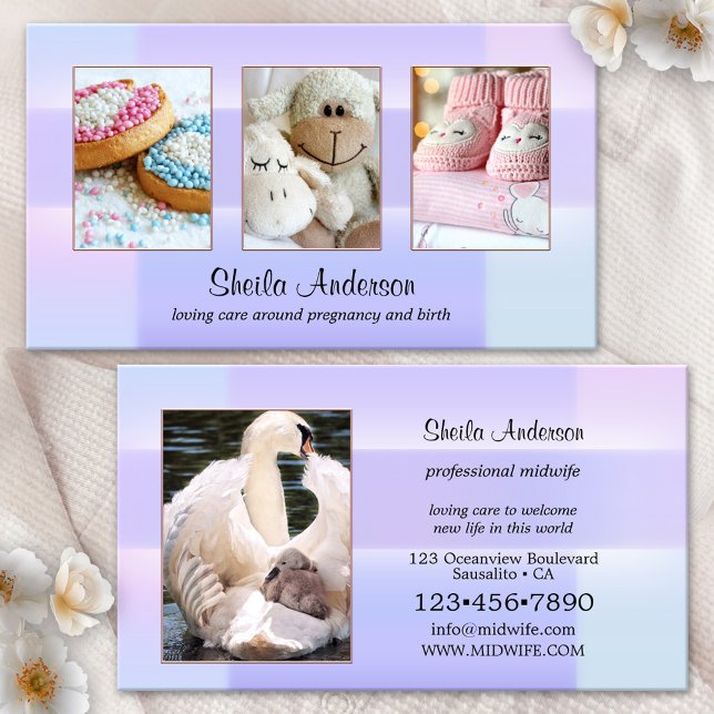 Carte De Visite Vos 4 Photos Pastel Doula Midwoman Baby Services (Créateur téléchargé)
