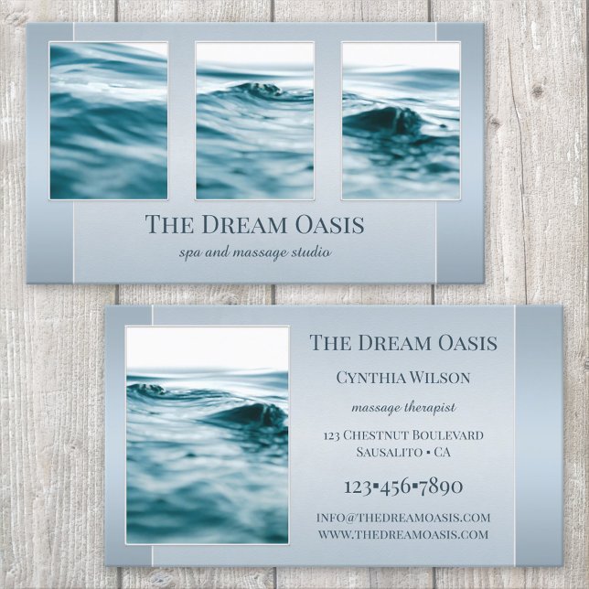 Carte De Visite Vos photos Dream Blue Spa Massage (Créateur téléchargé)