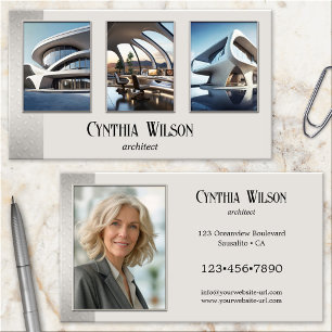 Carte De Visite Vos Photos Moderne Tan Metallic Architect